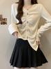 Women's Plus Size Irregular V-Neck Long Sleeve Knit Top - Slimming Slit Design for Spring and Autumn 2026