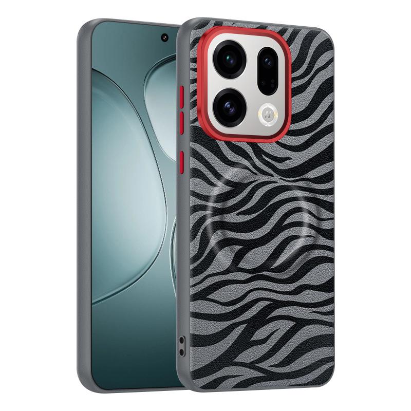 For Oppo Find X9 and Oppo Find X9 Pro Case Dairy Cow Zebra Leather Magnetic Suction Keys Lens Frame Anti-Fingerprint Soft Cover