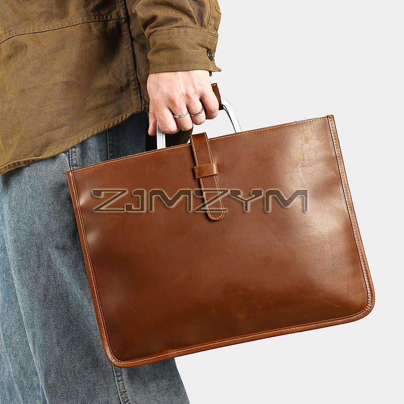 Business Briefcase Men s File Document Purse Leather Crossbody Shoulder Bag 13Inch Laptop Bag Man Handbag Briefcases