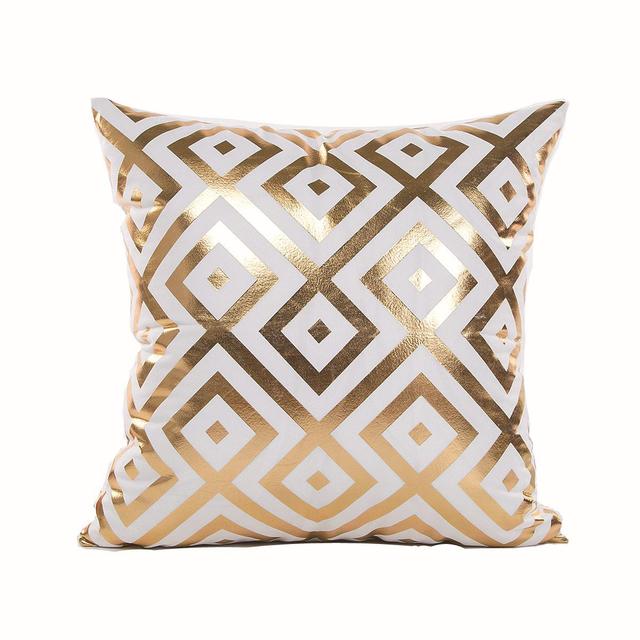 Golden Love Leaves Bronzing Cushion Decorative Pillow Black And White Velvet Pillowcase Home Decor Sofa Throw Pillows 17*17Inch