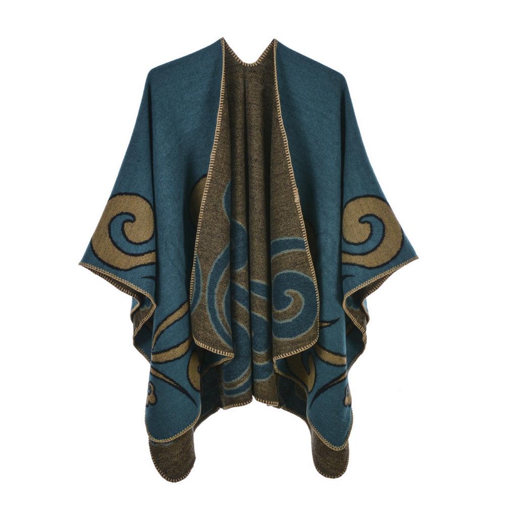 Women's Autumn Winter Warm Imitation Cashmere Shawl Scarf with Fashionable Slit Design