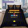 Custom Name Pac-Man Classic Game Bedding,Quilt Set Quilt Cover Pillowcase Home Birthday Gift (1 * Duvet Cover + 2 * Pillowcase, Without Core)