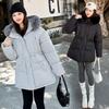 Women’s Midi Hooded Windproof Thicken Warm Winter Jacket With Big Fur Collar