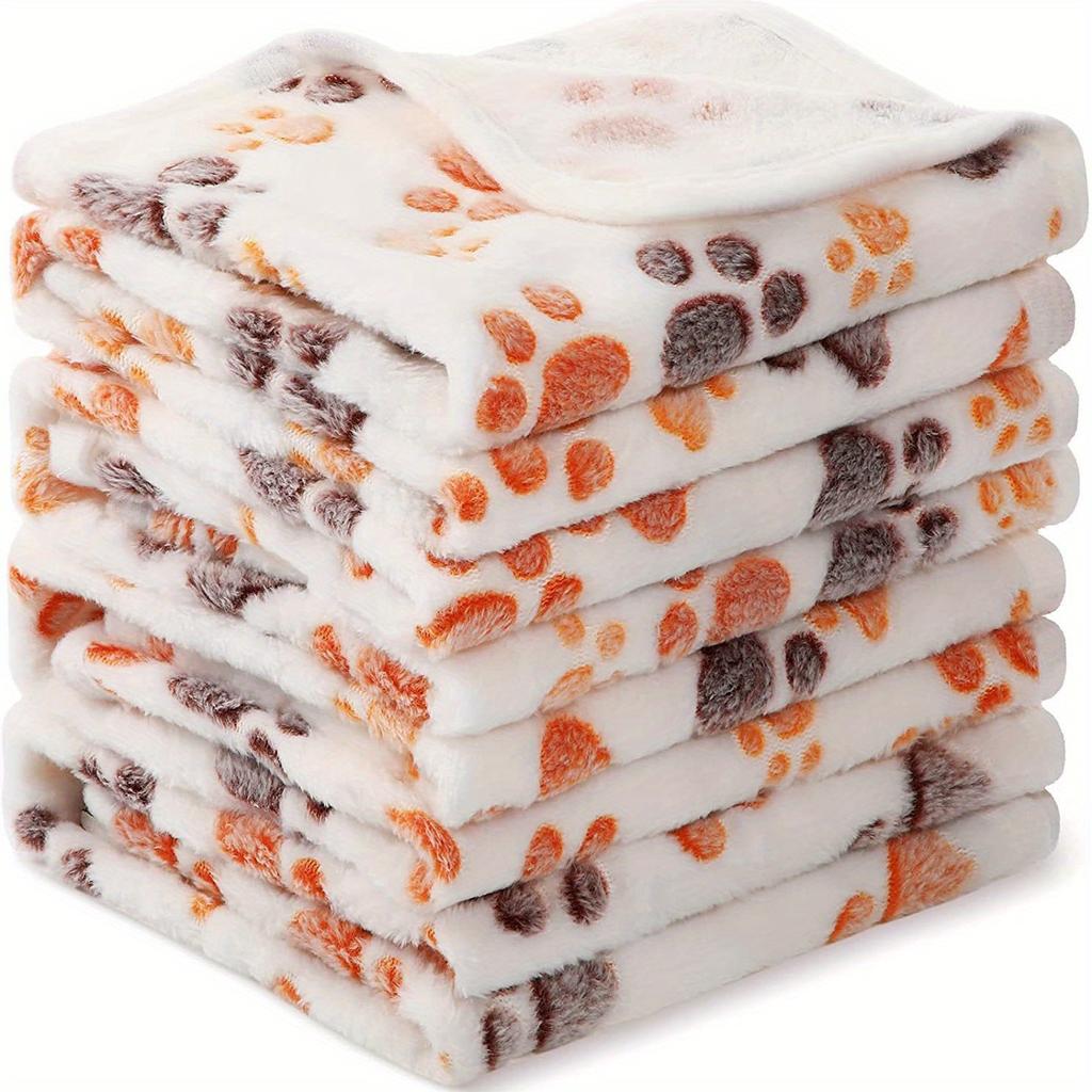 Cozy And Cute Pet Blanket - Warm Coral Fleece Blanket with Adorable Paw Prints for Winter