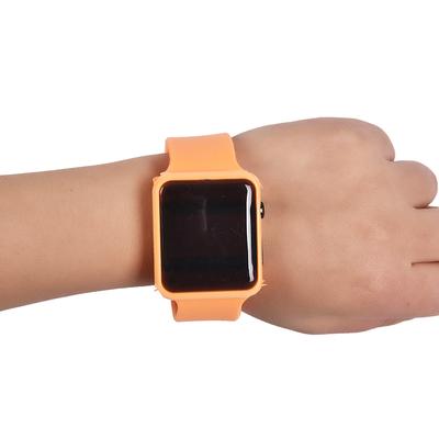 Quadratische Silikon Digitaluhr Rote LED Uhren Metall Armbanduhr Sportuhr Stunden