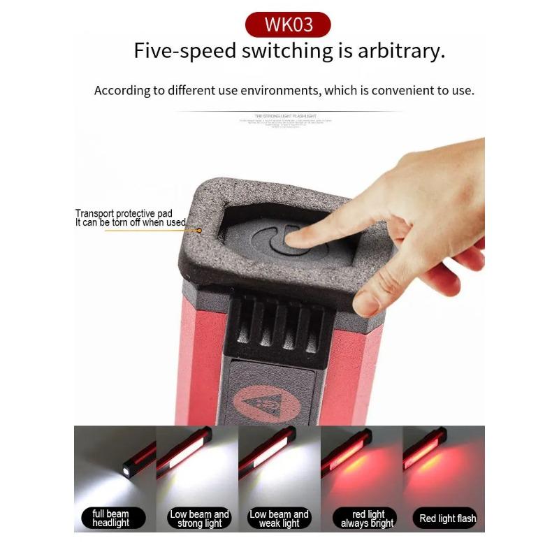 USB Rechargeable LED Flashlight with Magnet and Hook Life Waterproof With Red light Power Bank Repairing Work Emergency Lantern