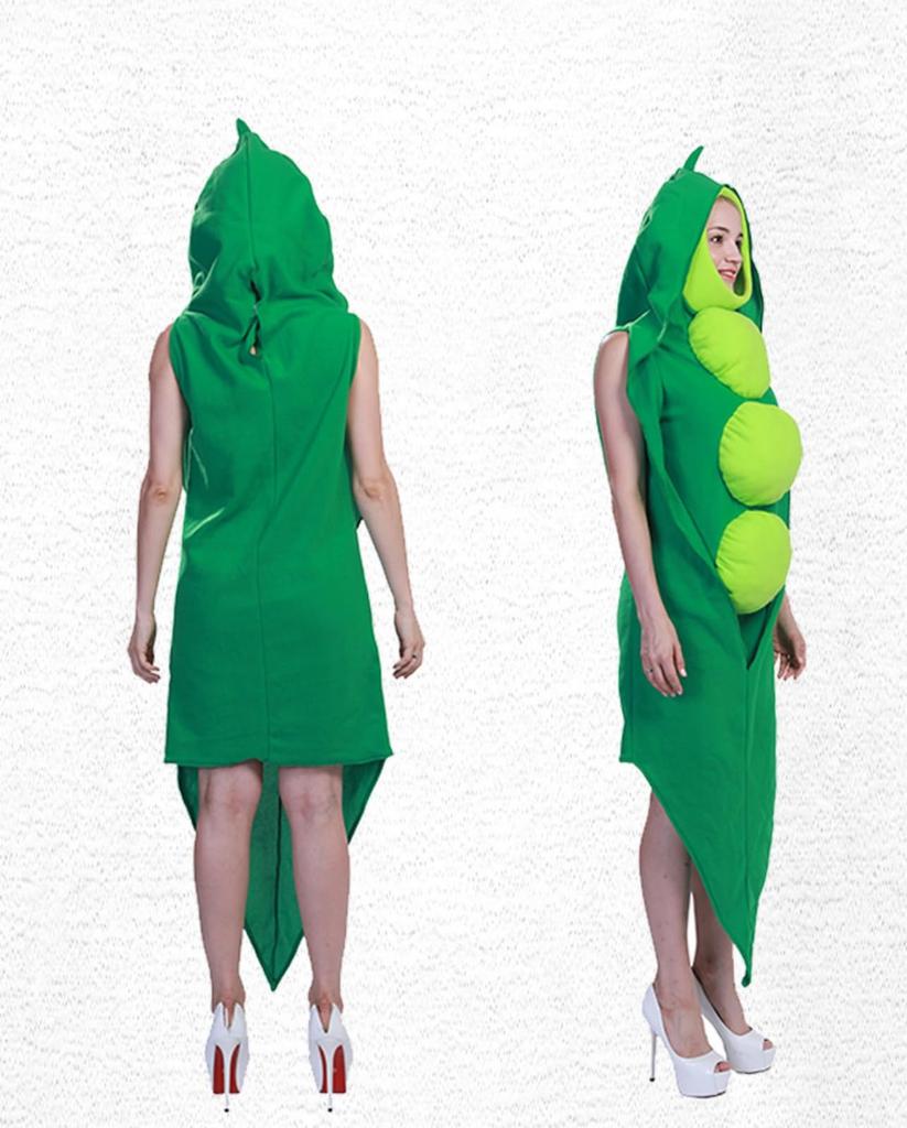 COSSA Halloween Funny and Hot Dog Bean Adult Costumes Banana, Pea, Vegetable, Costumes, Costumes, Unisex, (Pea)
