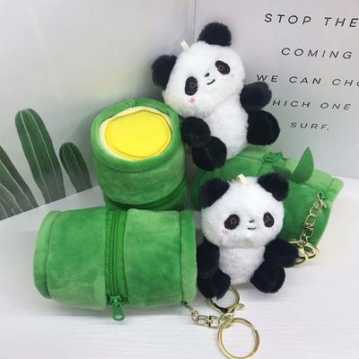 Plüsch Panda Bambusrohr Schlüsselanhänger Cartoon Panda Puppe Und Bambusrohr Schlüsselanhänger Anhänger Lieblicher Panda Puppe Schlüsselanhänger Anhänger