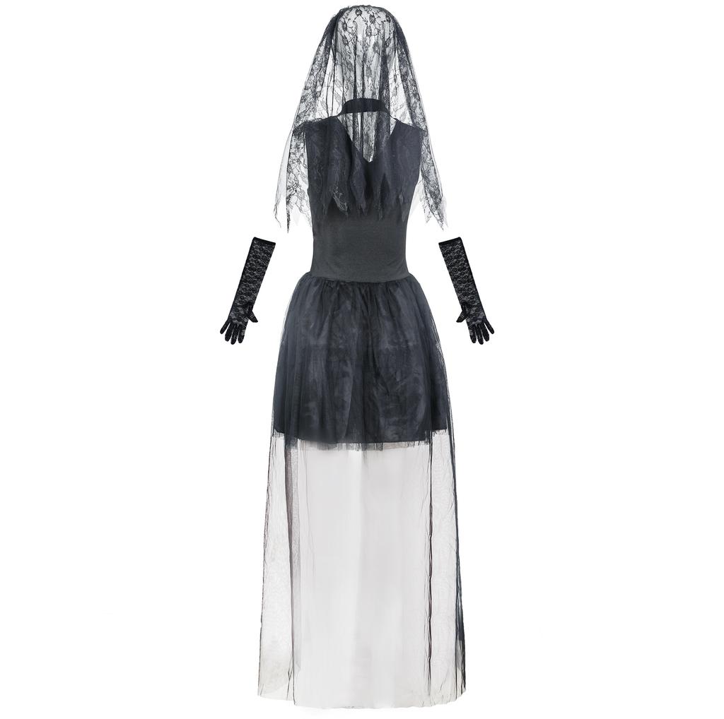 Adult horror ghost girl, vampire bride, halloween costume, dark cape witch costume women's clothing