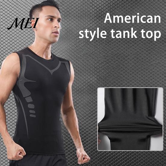 Kalorienverbrennendes Kompressions-Tanktop für Herren, Hohe Dehnbarkeit, Schnelltrocknend, Athletisch für Basketball, Kernstraffung, Training, Laufen, Haltungskorrektor