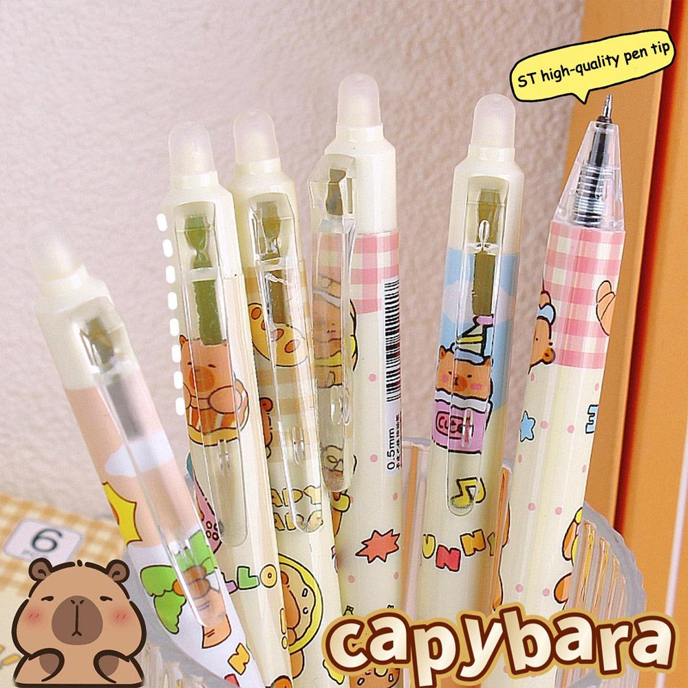 6Pcs/lot Quick-drying Capybara Gel Pen 0.5mm Black Pen  School Office Writing Stationery