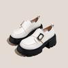 Leather platform loafers women's 2025 new Velcro versatile British style heightening small leather shoes spring and autumn single shoes