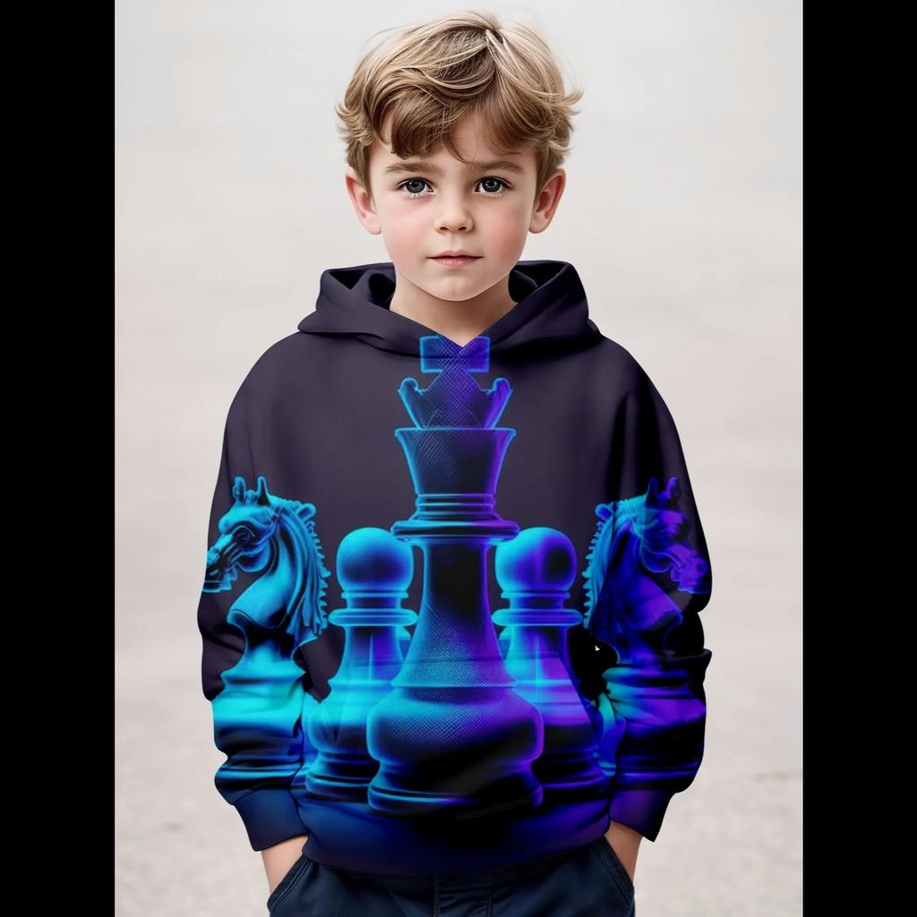 Kids Clothes Boys Hoodies Long Sleeve Trendy Chess Print Girl Clothing Kids Spring Fall Clothes Children Clothing Pullover
