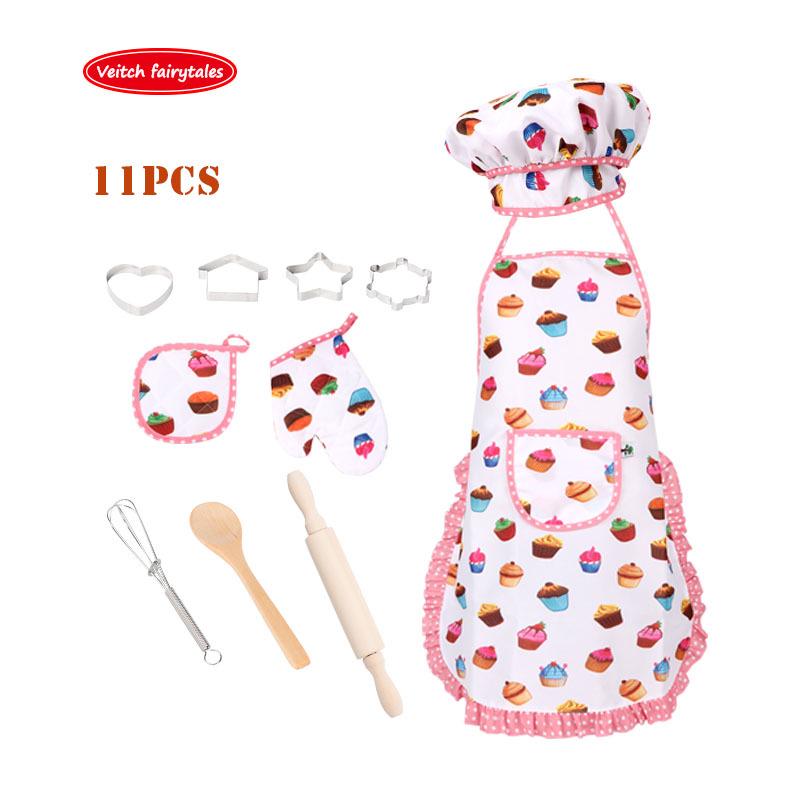 Çocuk Mutfak Oyun Seti: Mutfak Gereçleri, Pişirme Aletleri, Önlük & Şef Şapkası