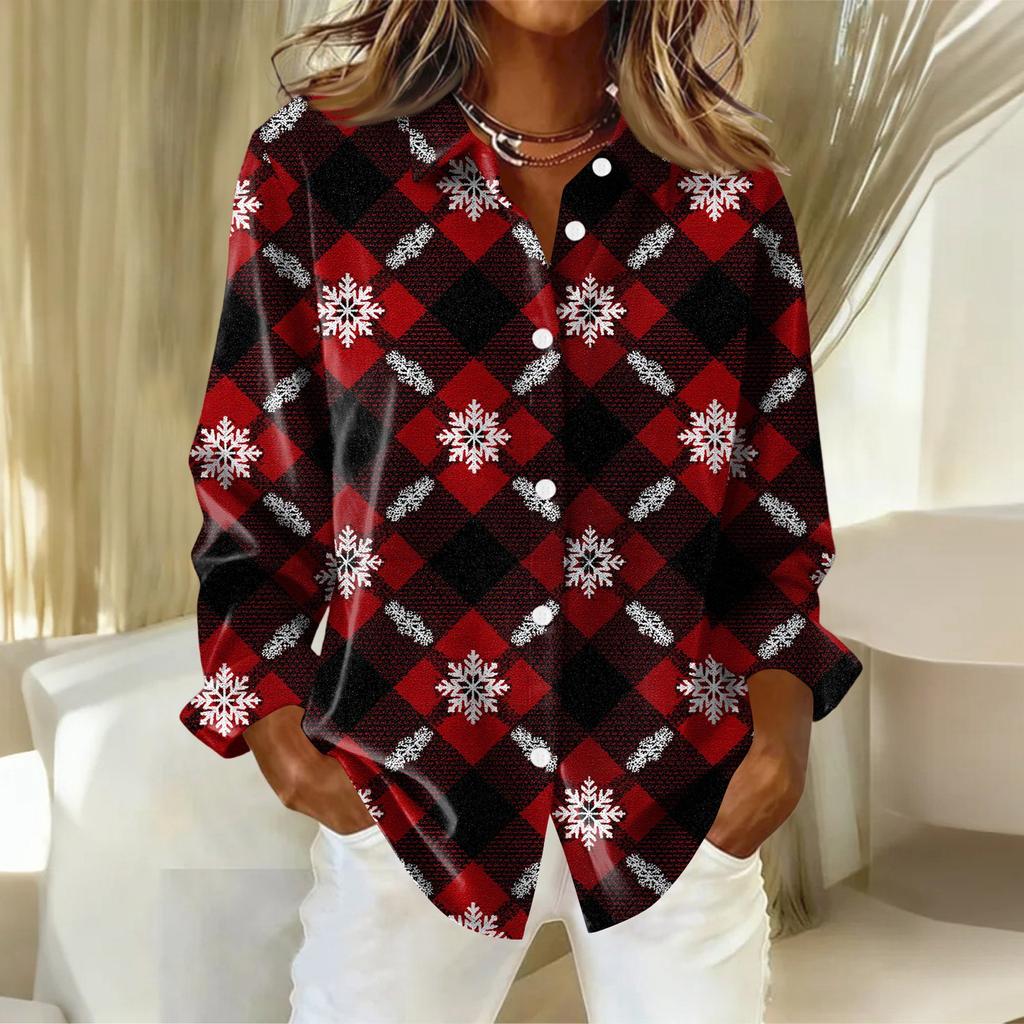 Women's Shirt With Floral Print Buttons, Long Sleeved Casual Regular Shirt Blouses Casual Plus Size Basic Tops