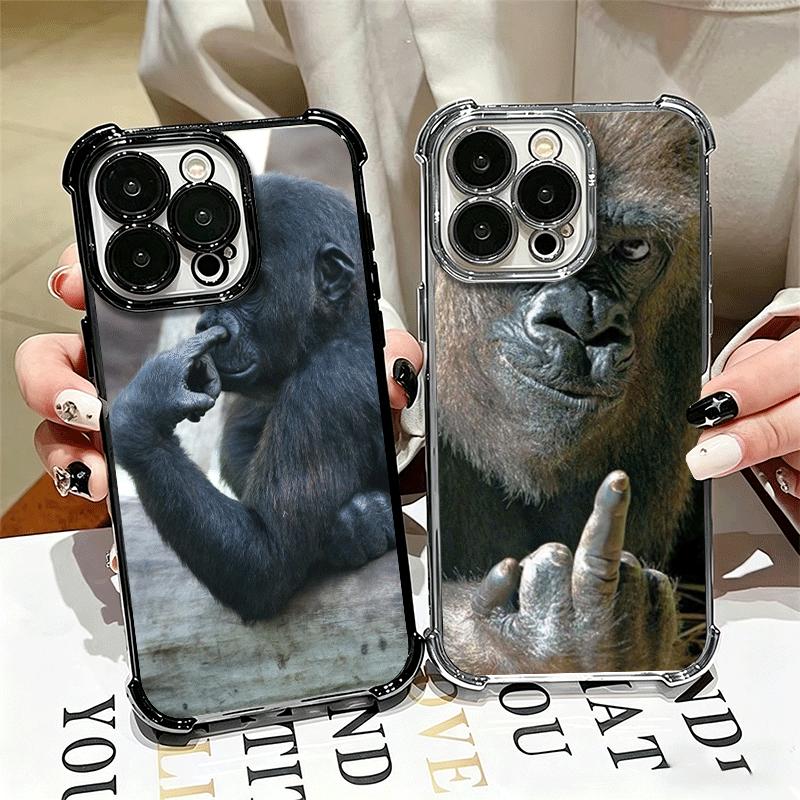Monkey Memes Soft Phone Case For iPhone 15 16 17 Air 14 Pro Max 16E Plus 13 12 Mini Plating Anti-Fall Fundas