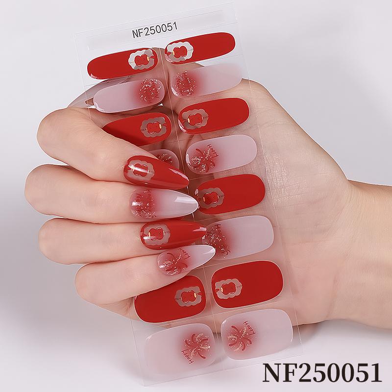16 Bandes Gel Semi-Durcies pour Ongles Cerise French Dégradé Bandes Gel Auto-Adhésives pour Ongles Recouvrement Complet Autocollant UV pour Ongles