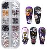 12 Grids Cute Spooky Ghost Pumpkin Nail Art Decorations Spider Bat Halloween Gothic Design Nail Art Jewelry Manicure Accessories