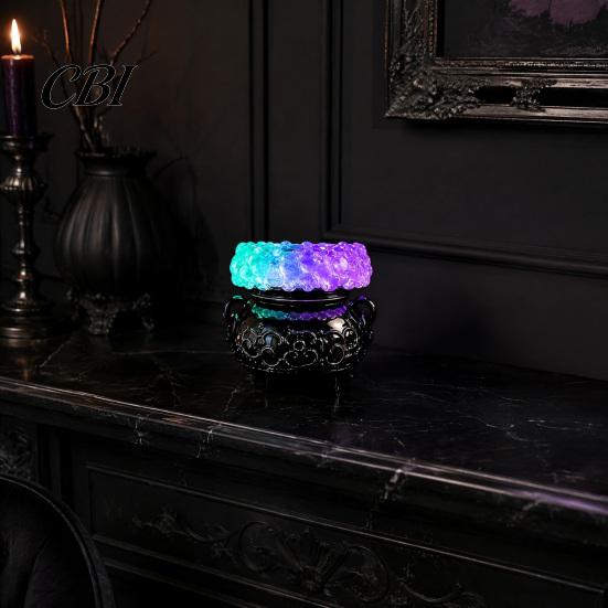 Feiertags-Umgebungsbeleuchtung Halloween Kessel LED Blasenlicht, Leuchtender Hexenkerzenhalter, Innen Dekoration Farbwechselnde Gruselige Tranklampe