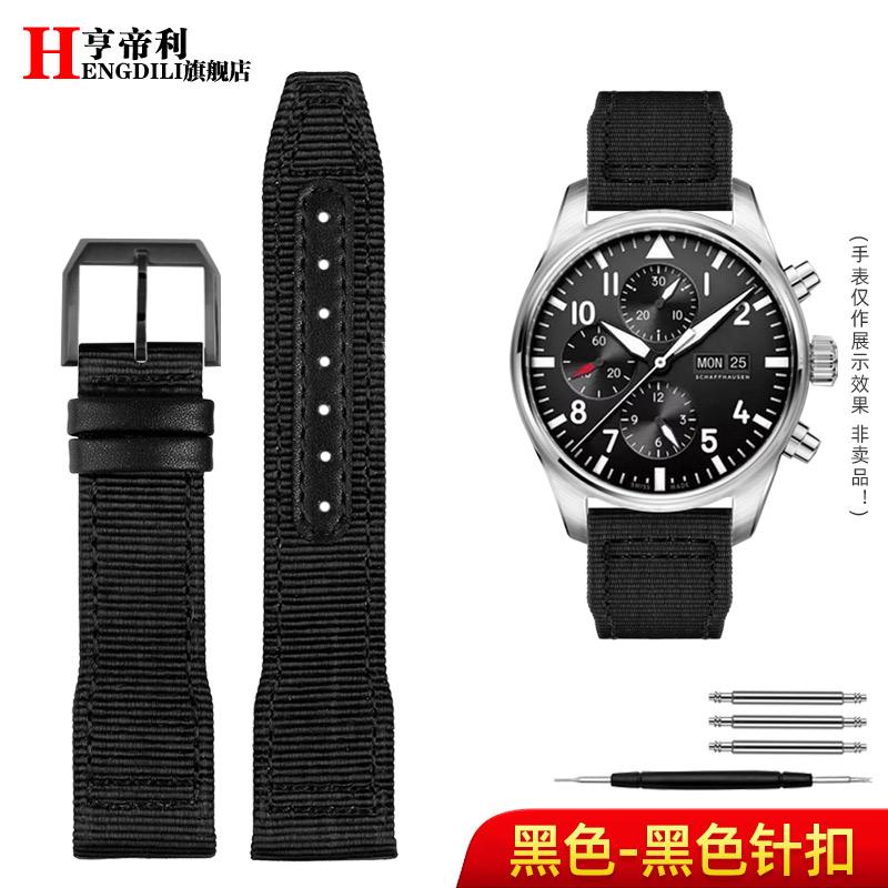 20mm 21mm Men's Bracelet For IWC Mark Nylon +cowhide Leather Watch Strap Pilot Prince Bertolo Portugal Folding Buckle Watchband