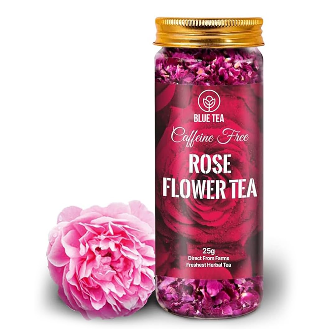 

BLUE TEA - Rose Tea - 25gm - 25 Cups | SUPER ANTIOXIDANT | Natural Sun-Dried Petals | Herbal Tea - Flower Based | Vitamin - C Rich | For Bea