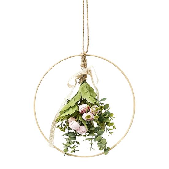 Artificial Flower Wreath, Sustainable Hanging Ornaments, with Elegant Flower Decorations for Bedroom Living Room Balcony Cafe Nursery