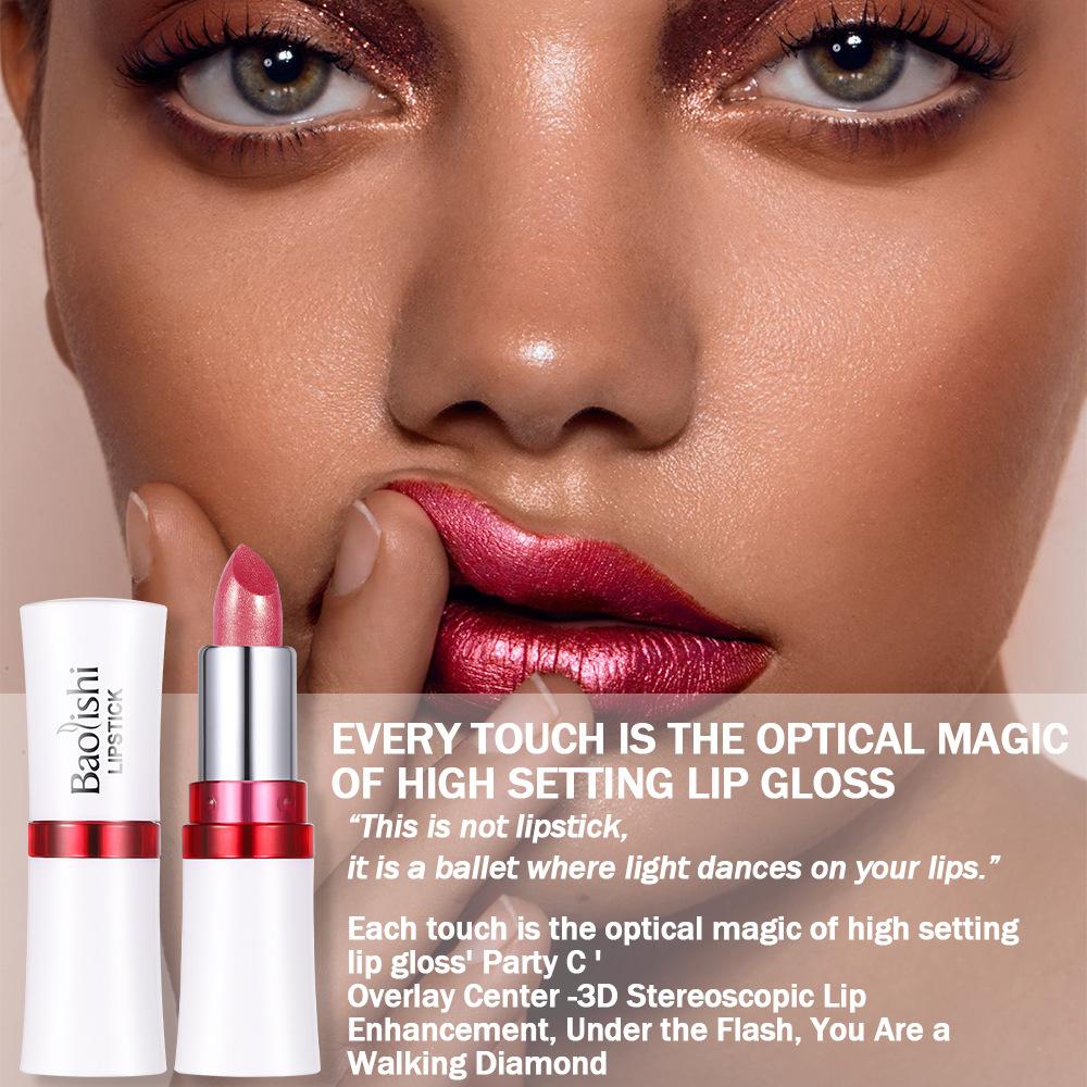 6 Colors Bold & Intense Glitter Shiny Metallic Lipstick Pearlescent Shimmer Lip Tint Long Lasting Easy Color Diamond Lipstick