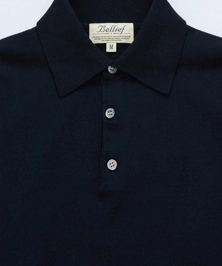 BELLIEF Essential Cotton Comfort Polo Knit (Navy)