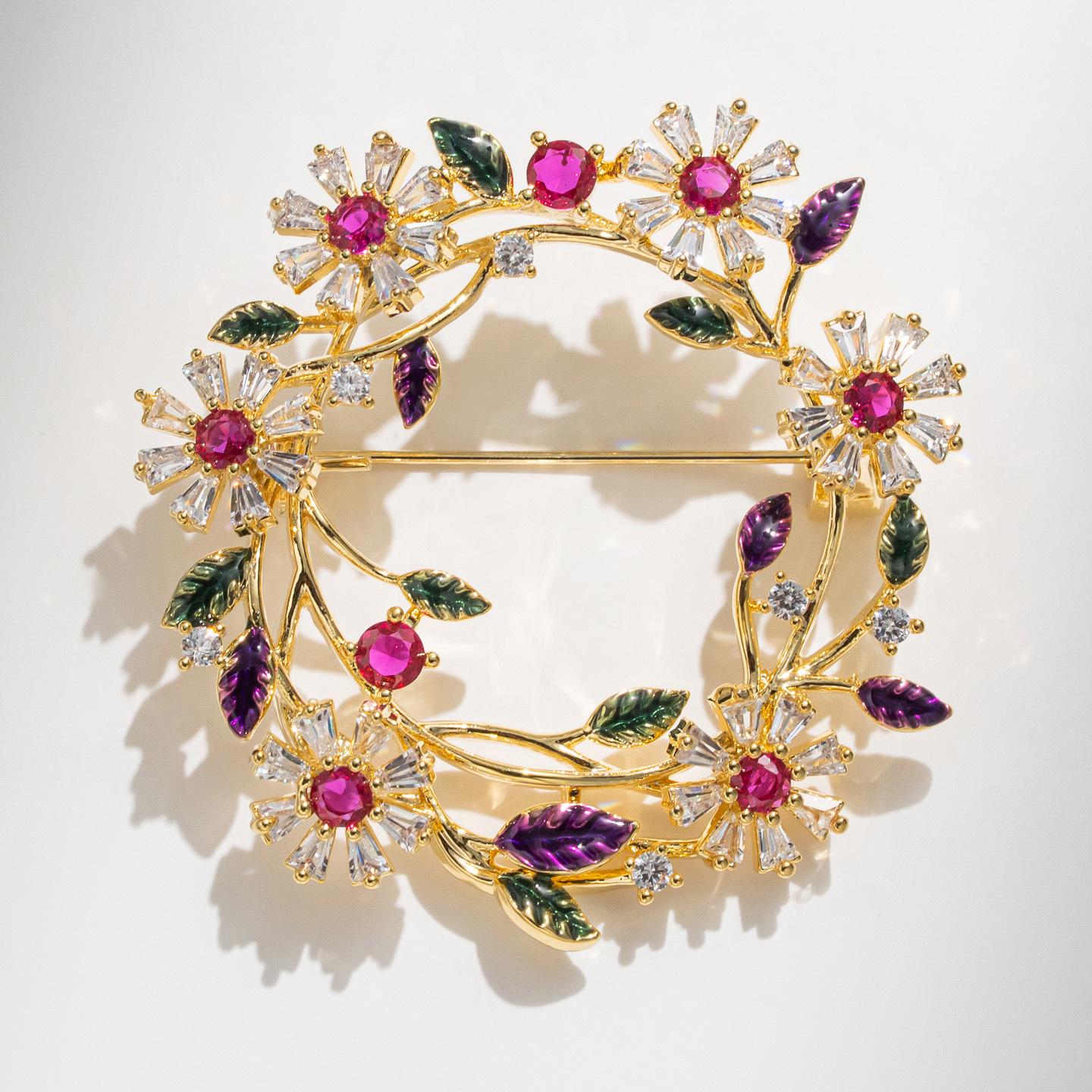 Bo Xin Yun Elegant Floral Wreath Brooch – Women s Exquisite Fashion Pin Accessory
