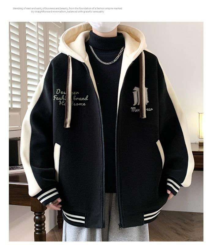 Hooded Casual Baseball Jacket for Teen Boys and Men's 2024 Stylish Outerwear