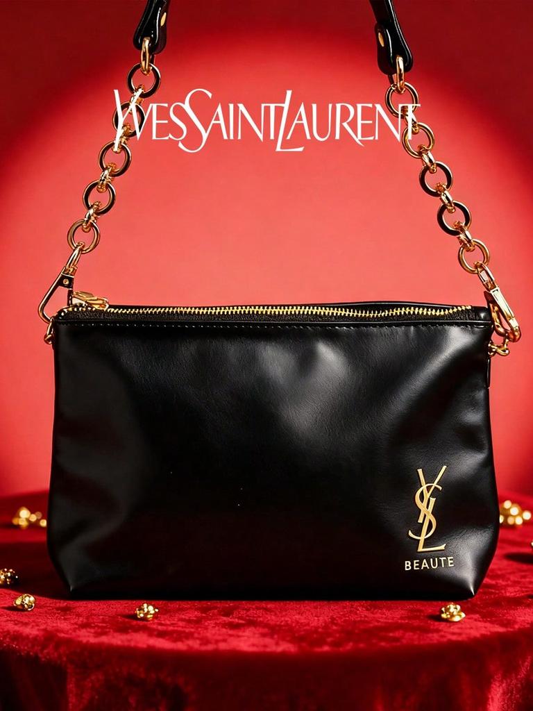 Modische Damen-Einschultertasche mit Kettenriemen Handtasche mit Design-Sinn Umhängetasche in goldener Farbe Logo