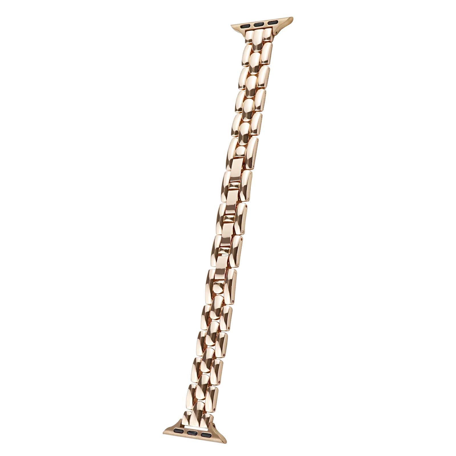 

Watch Band for Apple Watch Series 10 42mm/9 8 7 41mm/SE (2023) SE (2022) SE 6 5 4 40mm/3 2 1 38mm Slim 3-Bead Watch Band Rose Gold