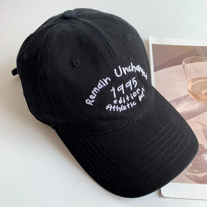 Hat Female peaked cap Deepened and widened face Small soft top baseball cap Men's versatile letter embroidered sun hat