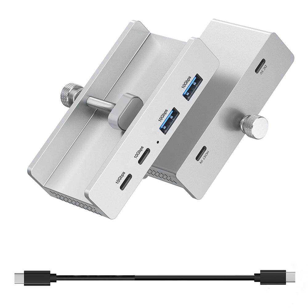 

YW-HCL-2A2C-Pro 4 Ports USB Hub 2 USB 3.1 + 2 Type C 3.1 10Gbps High Speed Data Transfer Clip On External Dock Station
