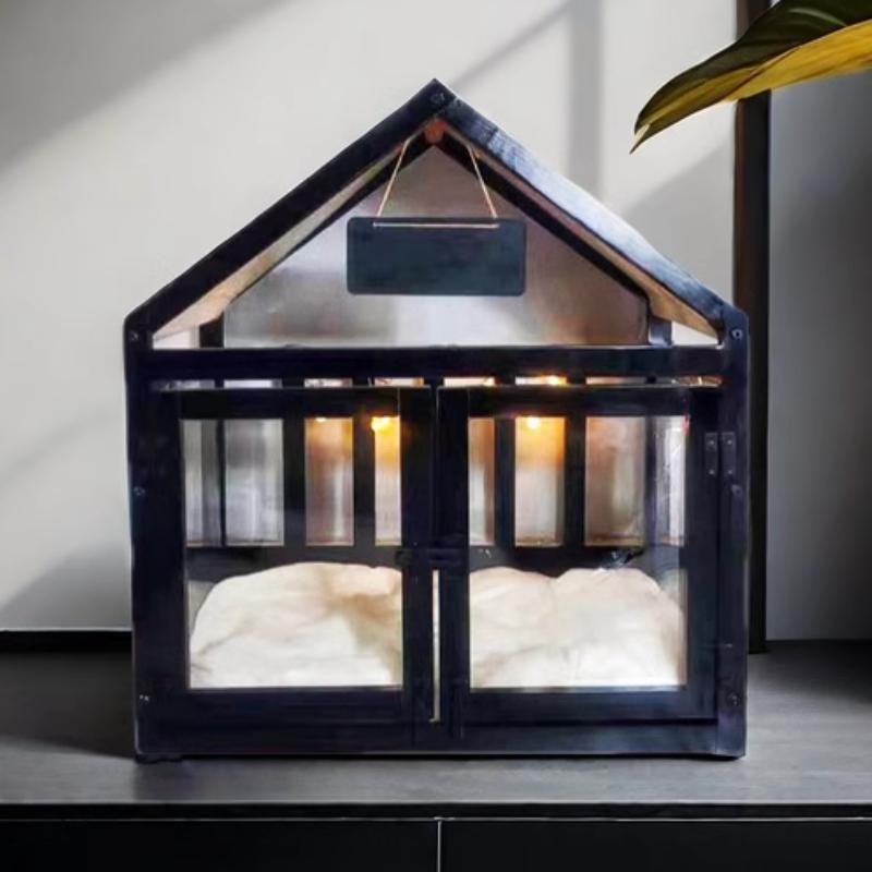 

Solid Wood Large Dog House Cat House Removable and Washable Double Door House Dog Villa Indoor Large Space Pet Bed Cat Supplies Double Door