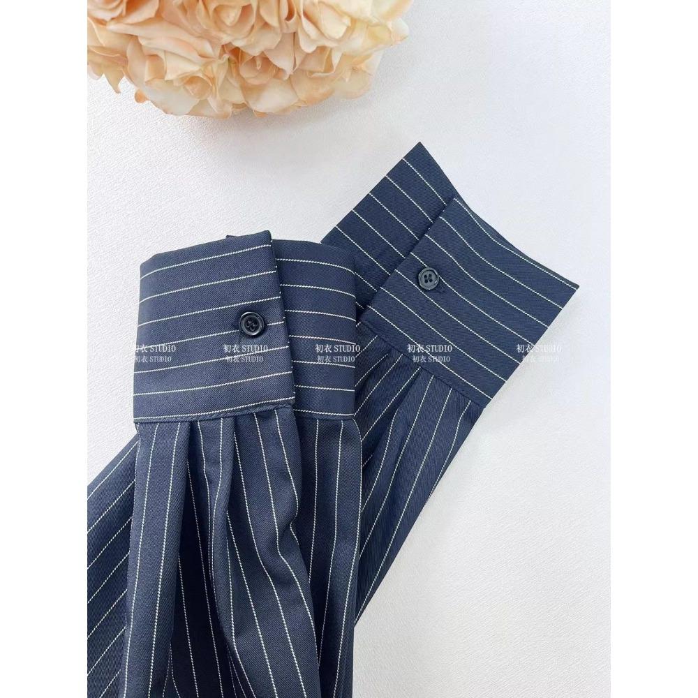 Rochie retro cu mânecă lungă și dungi, stil francez, cu temperament și talie subțire