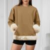 Women's Casual Round Neck Long Sleeve Sweatshirt Solid Color Sweatshirt