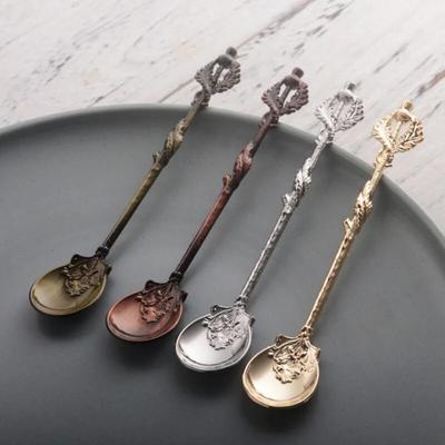 1pcs Thistle Flower Leaf Vintage Carved Coffee Spoon Tea Mini Ice Cream Scoop Spoon Bar Accessories Tableware