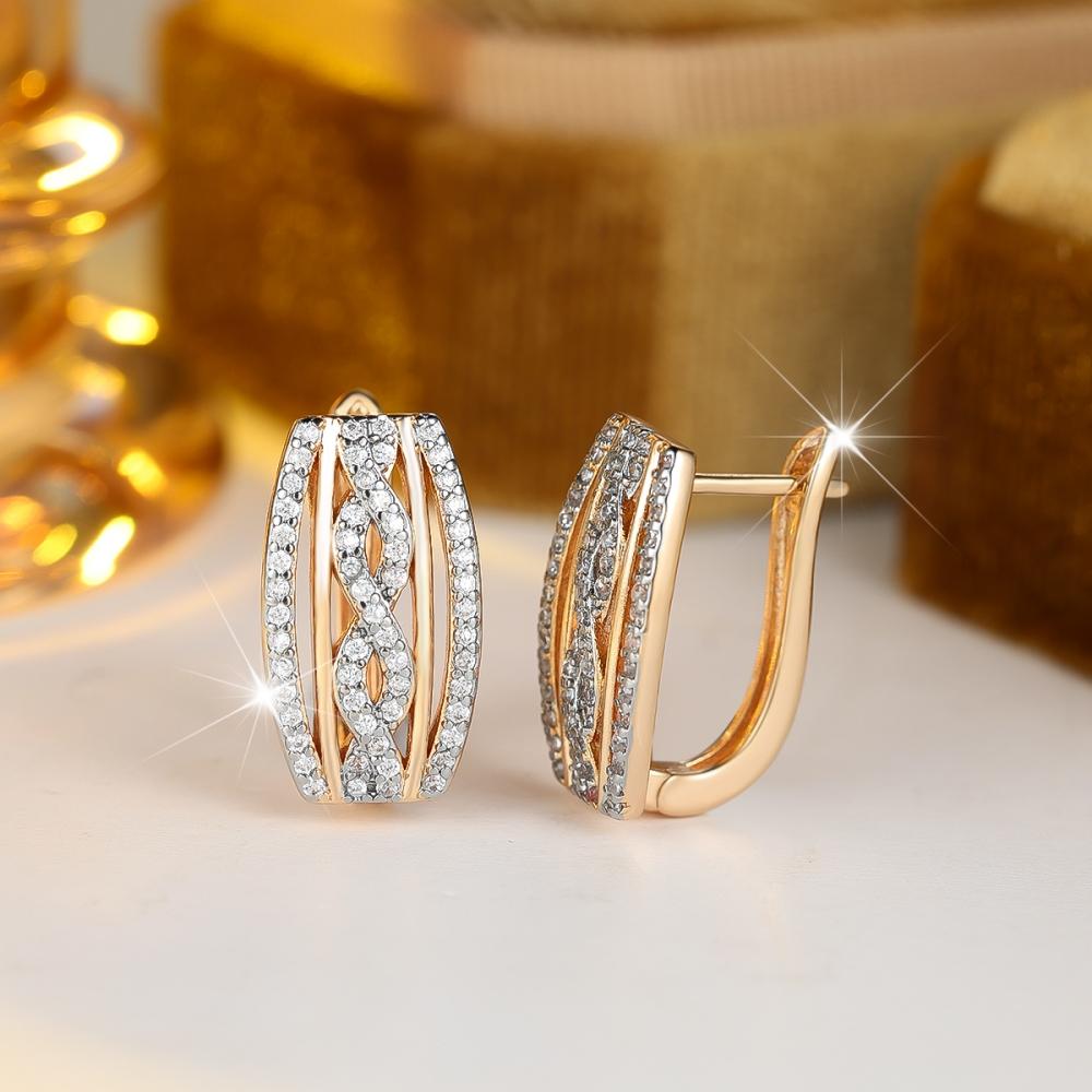 Luxury Golden Hollow Geometric Drop Earrings for Women Fashion Zircon Earring Wedding Party Jewelry Gifts