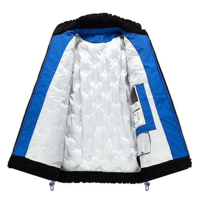 Men's down jacket winter new white duck down thickened sports loose lambswool couple stand-up collar jacket