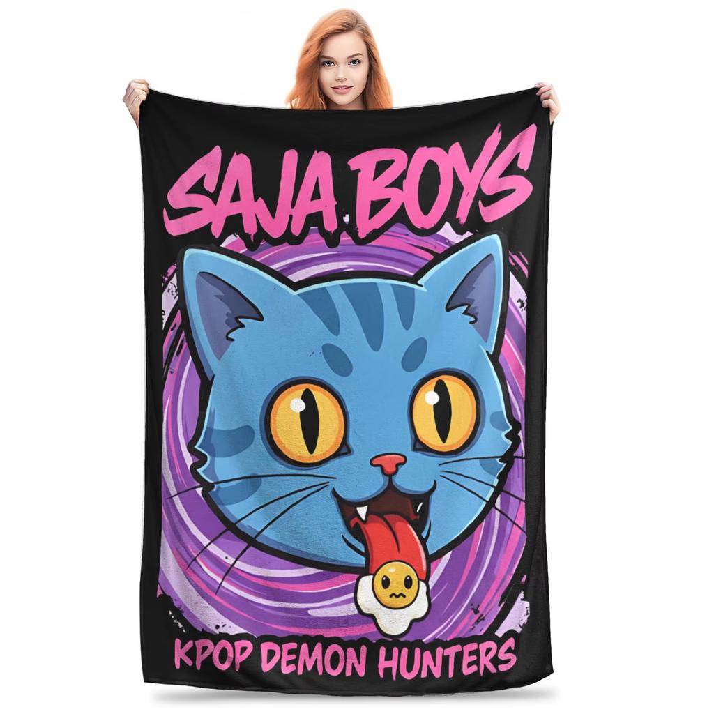 Anime Demon Hunters Fleece Blanket Portable Travel Throw Soft Warm For Bedspread Airplane Sofa