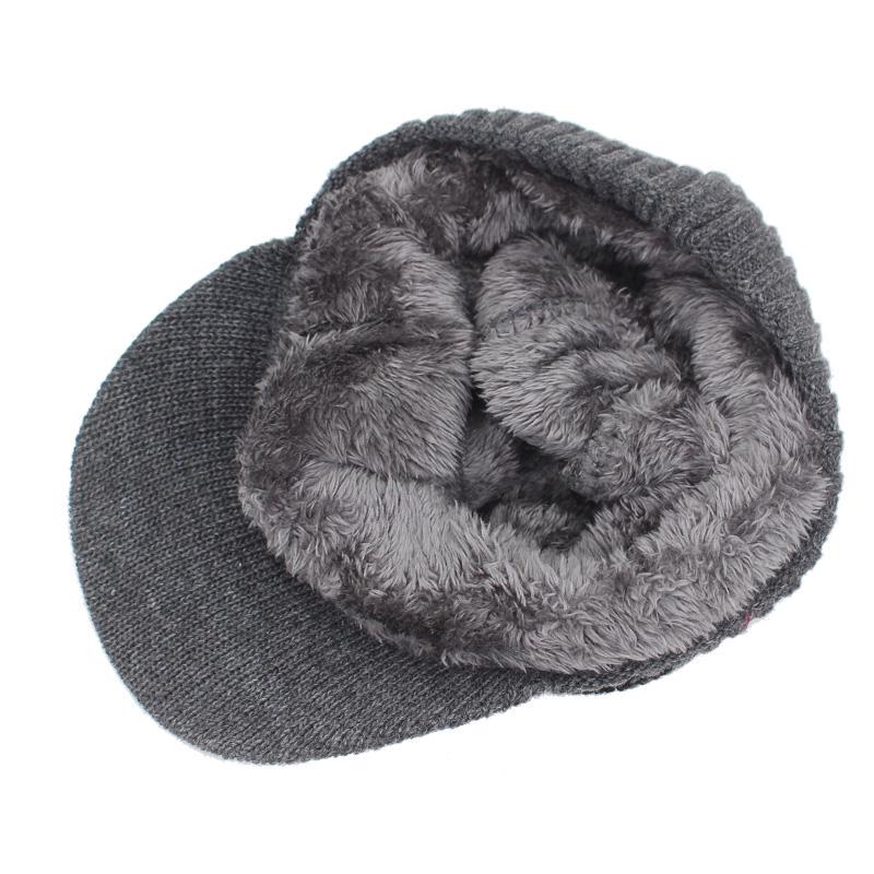 Men Winter Hat Casual Winter Beanie Hat For Men Plush Lining Wool Hat High Quality Warm Knitted Hat