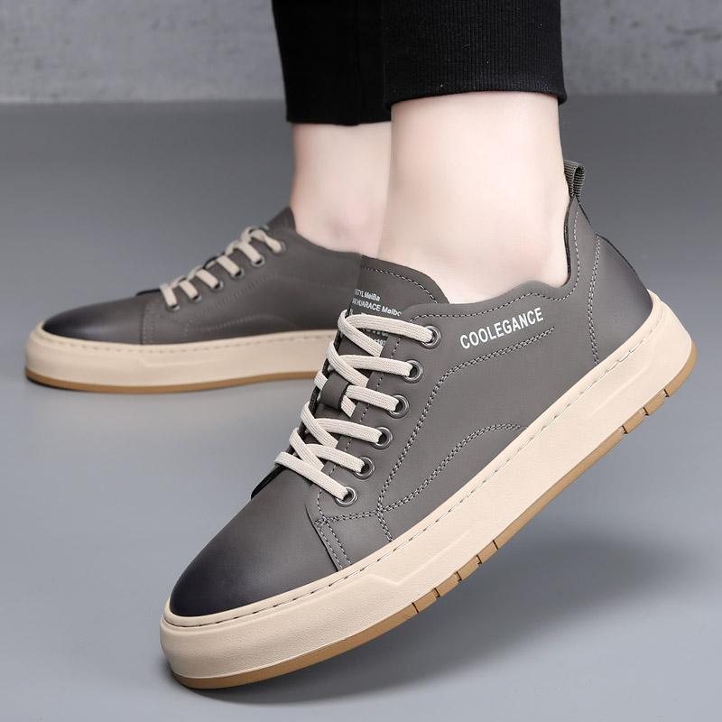 2024 New Designer Men Shoes Casual High Quality Leather Thick Soled Board Shoes Classic Lace-up Walking Running Sports for Men