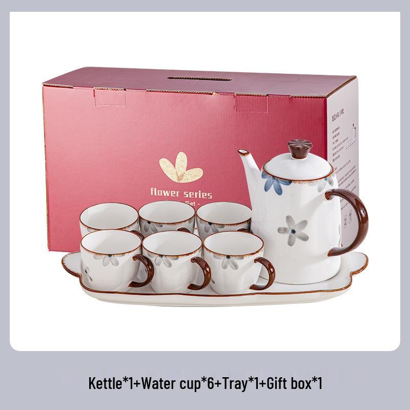 

Набор японской керамической посуды для напитков из 8 предметов – Кувшин для холодной воды, Креативный набор для чая и кофе, Идеальный подарок-сувенир 1.5 L