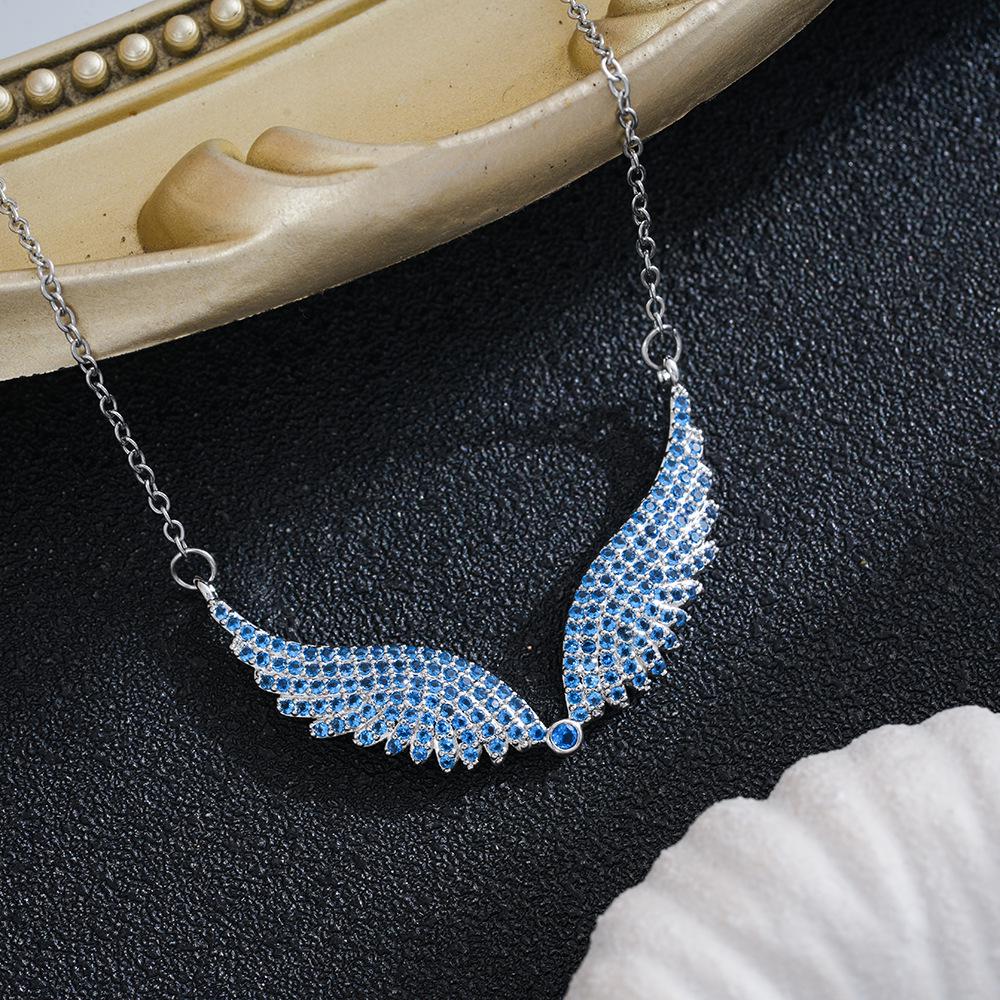 Angel Wings Diamond Necklace - Stylish, Versatile, Collarbone Chain for Women