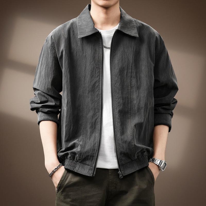 Men s Retro Lightweight Lyocell Jacket - 2025 Spring/Autumn Collection M (50-60 kg) темно-серого