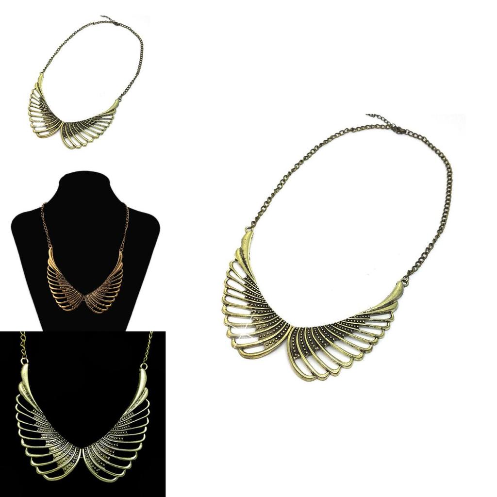 Fashionable Retro Angel Wing Pendant Women Metal Necklace Accessory