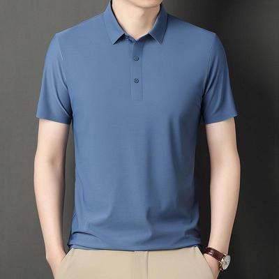 Polo Estiva Uomo 2024 Senza Cuciture Manica Corta Elasticizzata Seta Ghiacciata