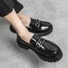 Sur-chaussures mocassins, petites chaussures en cuir, chaussures en cuir brillantes rehaussées à semelles épaisses style britannique, chaussures décontractées