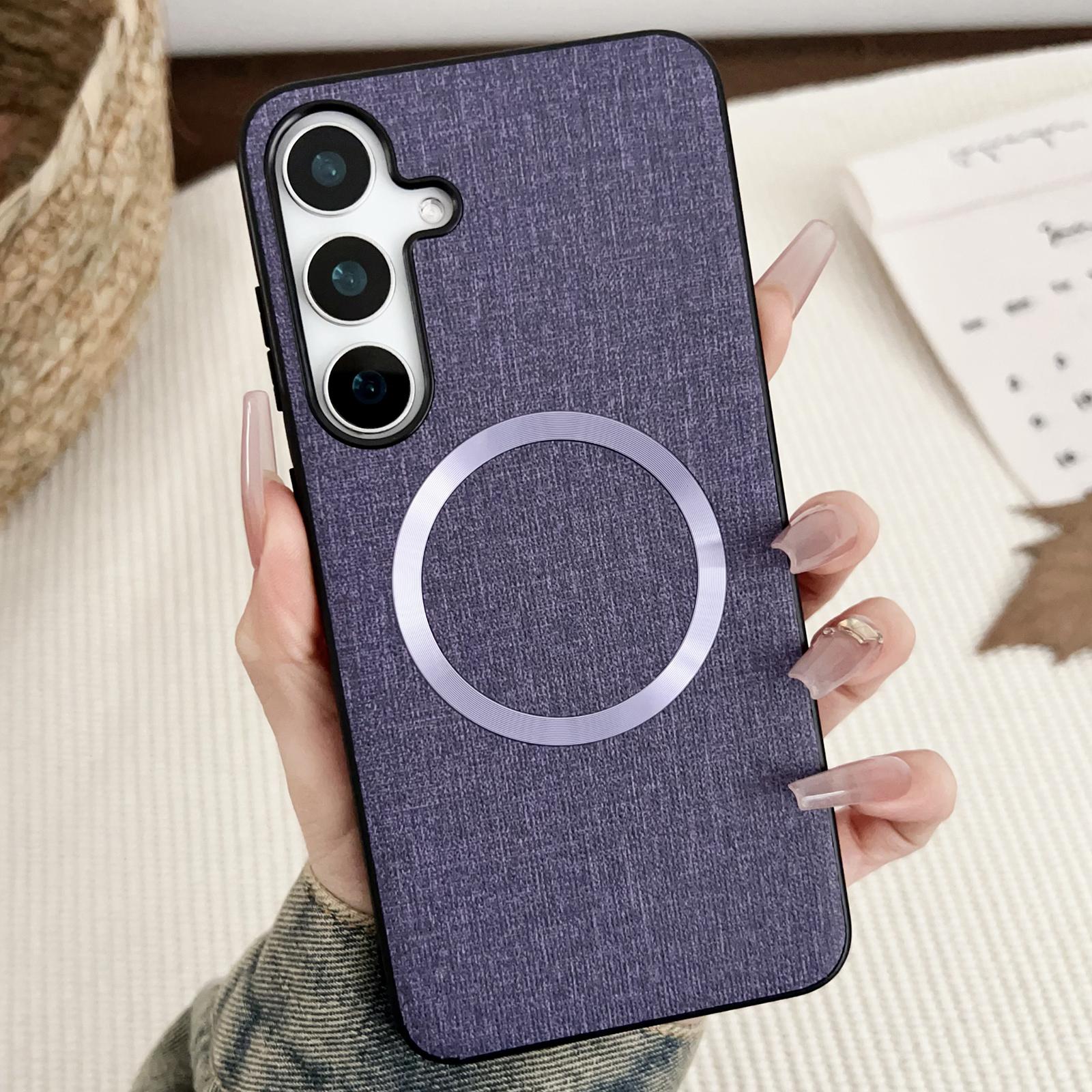 

Для Samsung Galaxy A36 5G Чехол Противоударный ТПУ+Ткань Задняя Крышка Телефона Совместим с MagSafe Purple